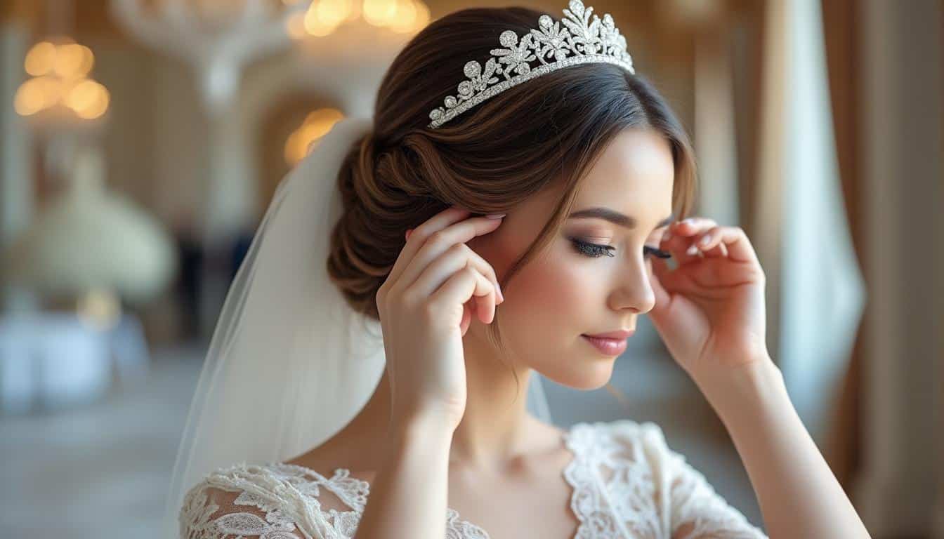 découvrez nos astuces pour fixer une tiare solidement afin qu'elle ne glisse pas pendant toute la cérémonie, assurant un maintien confortable et élégant toute la journée.
